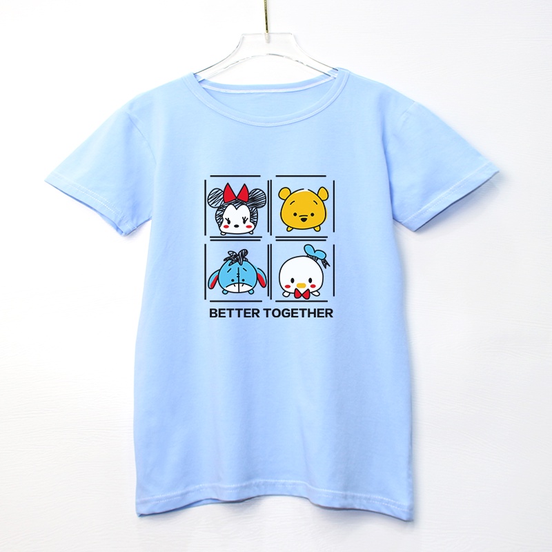 Áo thun cotton họa tiết hoạt hình xinh xắn cho bé gái
