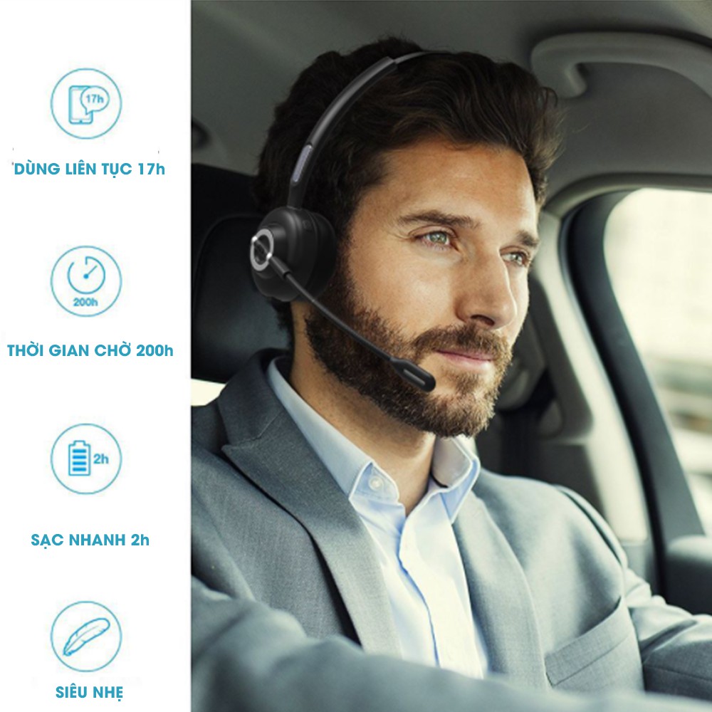 Bộ tai nghe bluetooth đàm thoại chuyên nghiệp M97,hỗ trợ tele sale,mic chống ồn cực rõ,có dock sạc