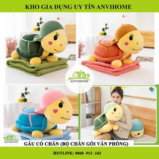 Bộ chăn gối văn phòng hình Rùa, thỏ, cá sấu, khủng long - Gấu bông có chăn ngủ trưa văn phòng Anvihome