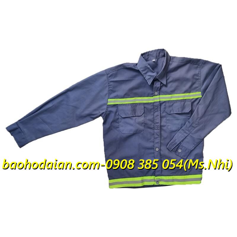 Áo bảo hộ vải kaki 65/35 màu xám môn phối phản quang