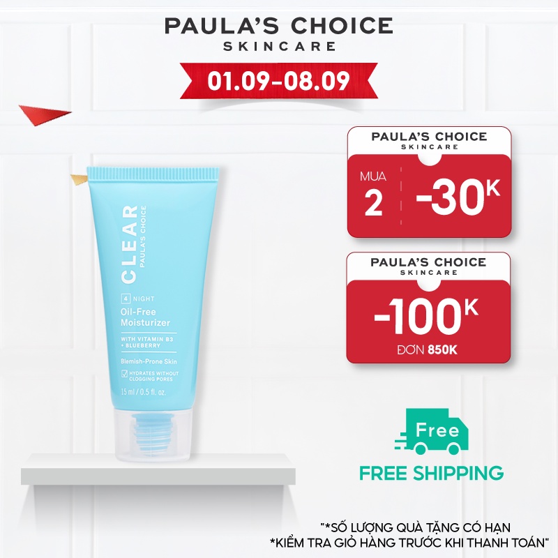 Kem Dưỡng ẩm dịu nhẹ không chứa dầu dành cho da mụn Paula's Choice Clear Oil -Free Moisturizer 15ml Mã: 3807