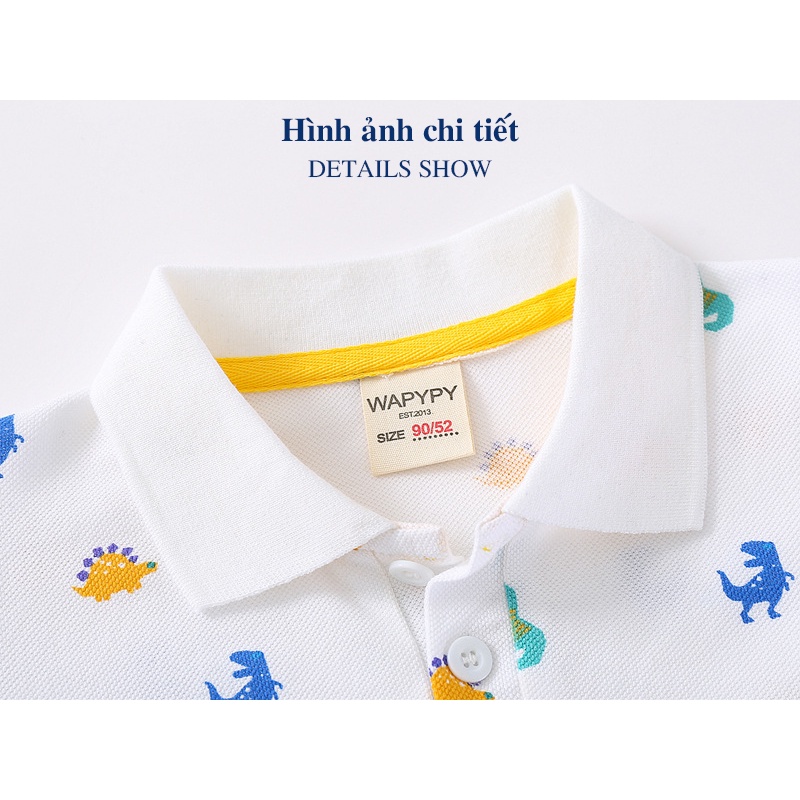 Áo Polo bé trai WAPYPY áo có cổ cho bé họa tiết khung long