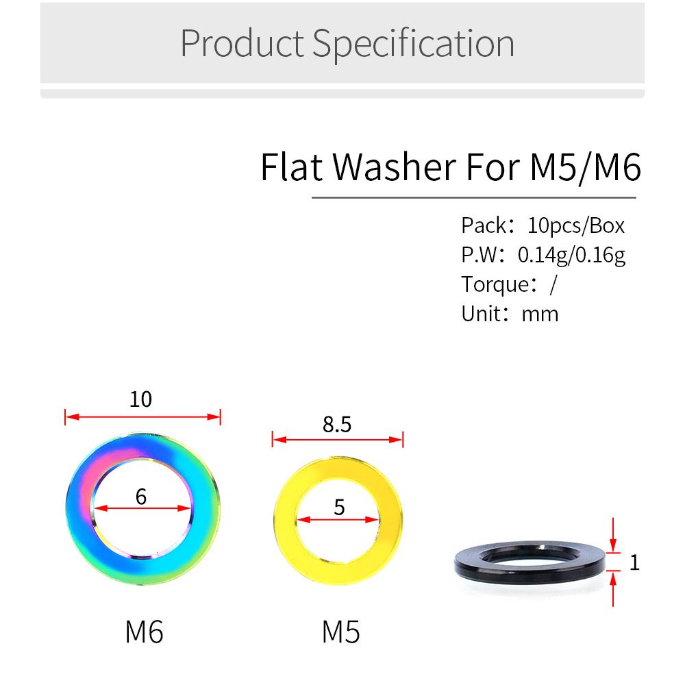 Set 10 Vòng Đệm Bằng Hợp Kim Titan Cho Xe Đạp M5 M6