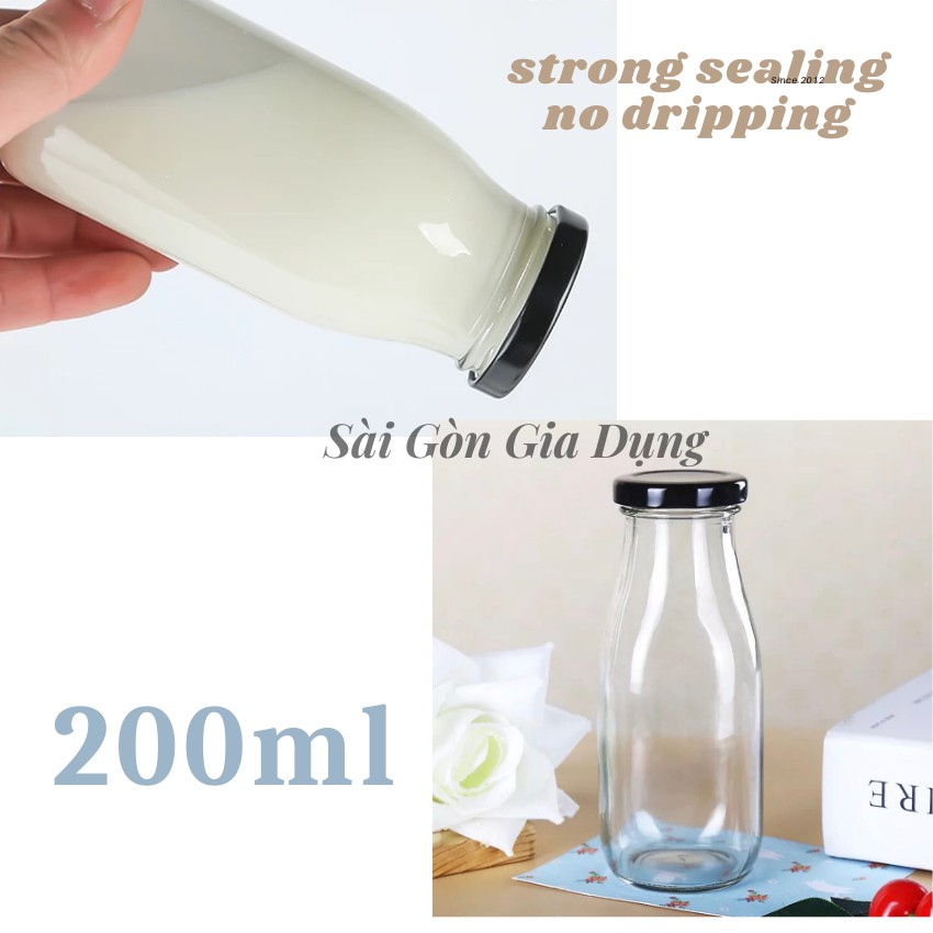 Chai thủy tinh nắp thiếc 200ml đựng sữa chua chưng yến tốt SG-Sua200