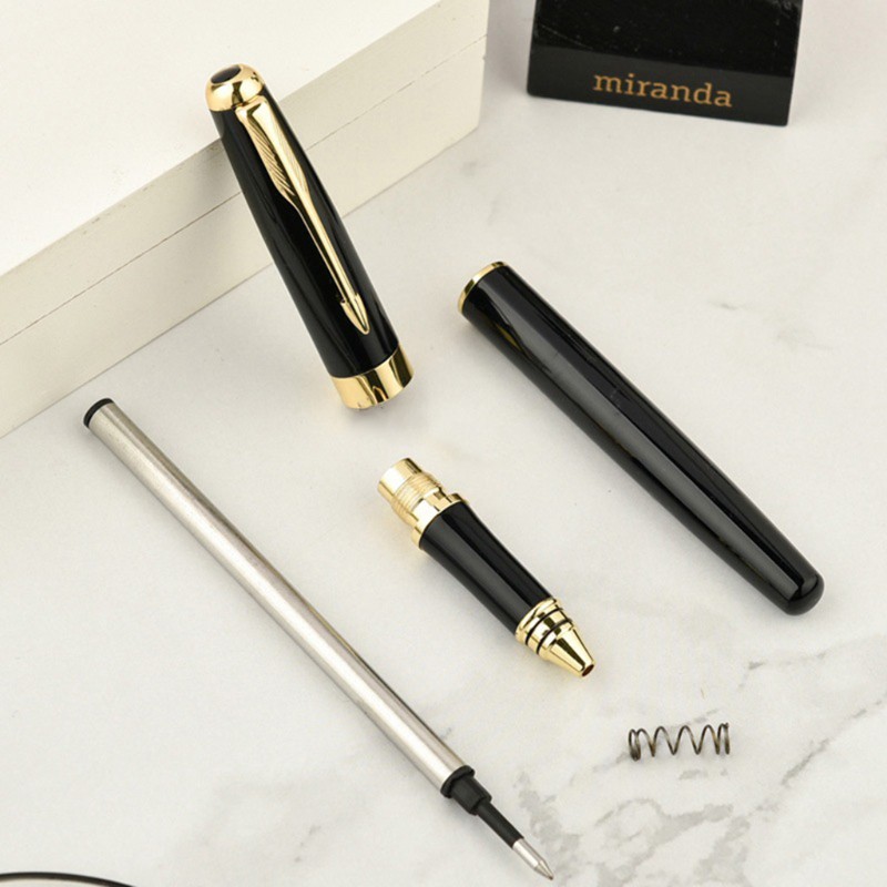 Luxury Metal Signature Ballpoint Pen Black Ink Business Writing Office Supplies