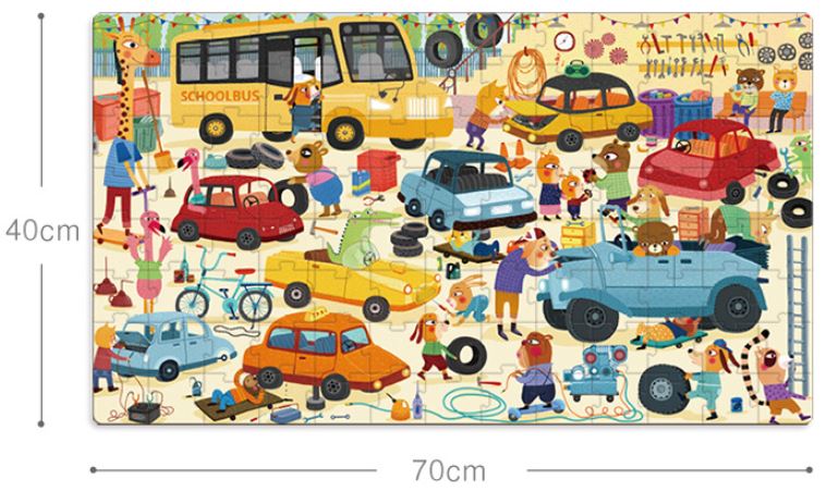 Đồ Chơi Ghép Hình Thiết Kế Dạng Vali Có Quai Xách Chủ Đề Garage ô tô Mideer - Garage Puzzle - MD3078 - 104pcs - 3Y+