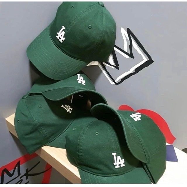 ￼Nón Mũ Lưỡi Trai LA NY MLB Xanh Lá Cây Rookie Ball LA Dodgers D.Green  Xịn, Mũ Nón Kết LA Xanh Rêu Xếp