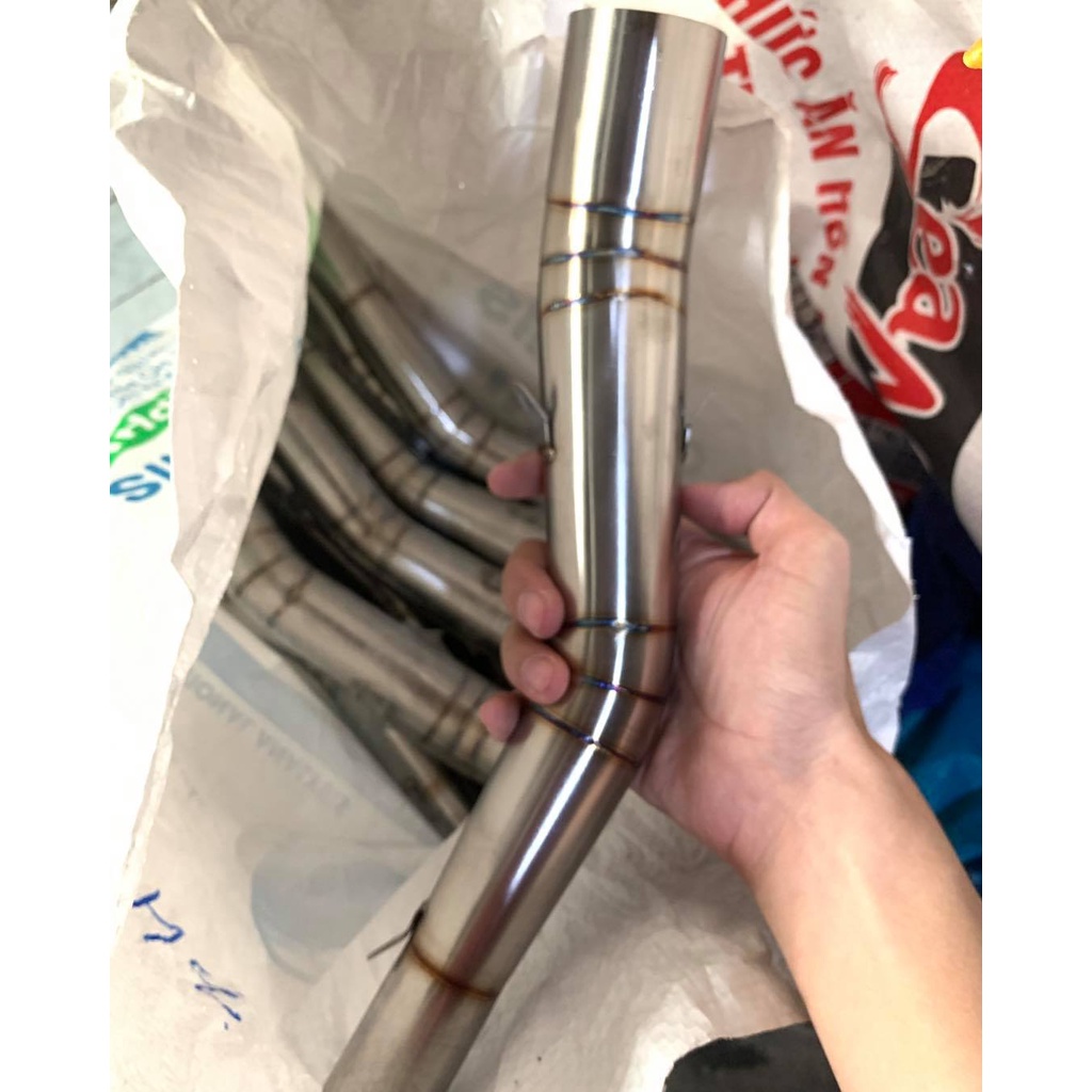 Cổ pô tăng 2 khúc INOX form thẳng tặng 2 lò xo gắn xe win-satria-raider-ex-sonic