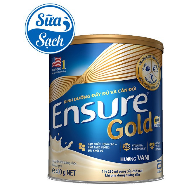 [GIÁ TỐT] Sữa bột Ensure Gold Abbott (HMB) vani/trà xanh/lúa mạch lon 400g date mới