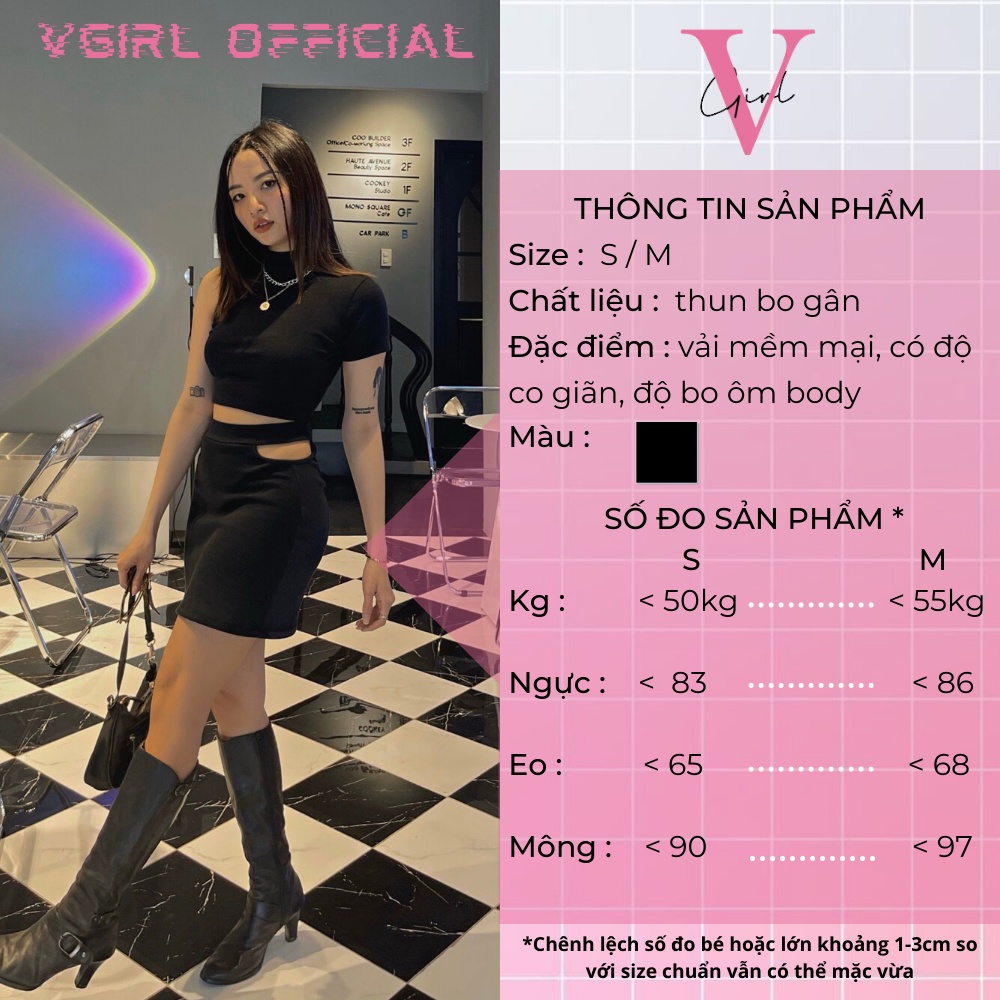 Set áo cổ lọ kèm chân váy khoét eo độc lạ, có tách set áo và chân váy riêng [ẢNH ĐỘC QUYỀN]