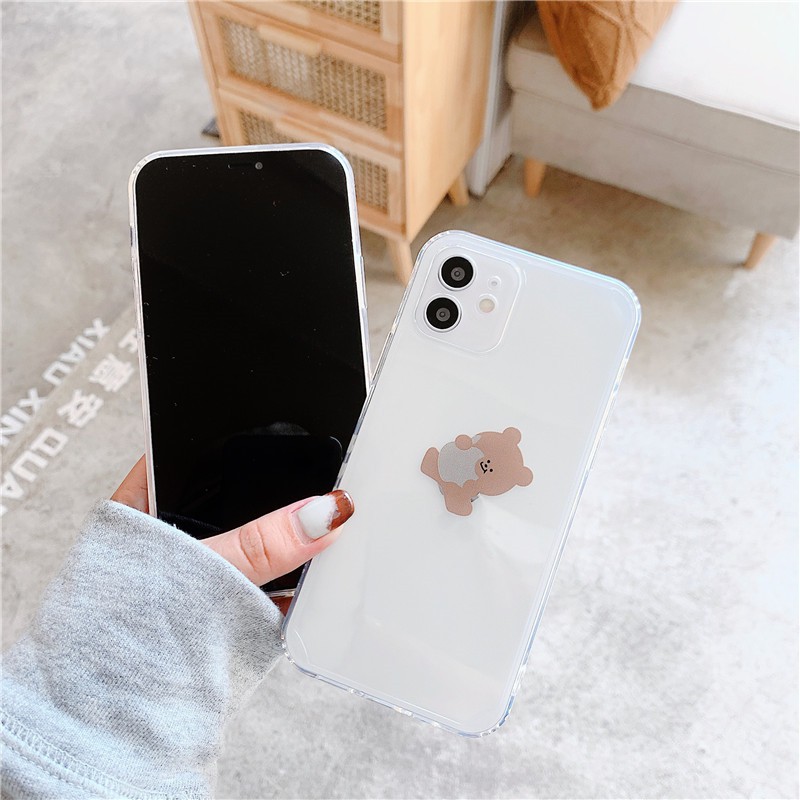 Ốp điện thoại trong suốt họa tiết gấu cho iPhone 11 Pro Max / iPhone12 / iPhone X / iPhone 7 Plus / iPhone 8 / iPhone 6