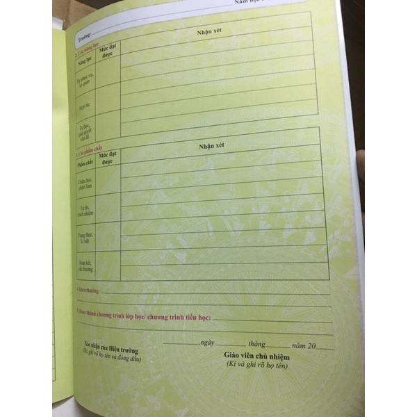 Học Bạ Tiểu Học Thông Tư 22