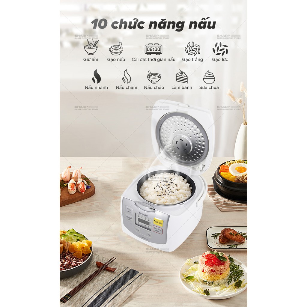 Nồi Cơm Điện Tử Sharp KS-COM08V-SL 0.72 Lít 450W [Cỡ Nhỏ, Mâm nhiệt 2D]