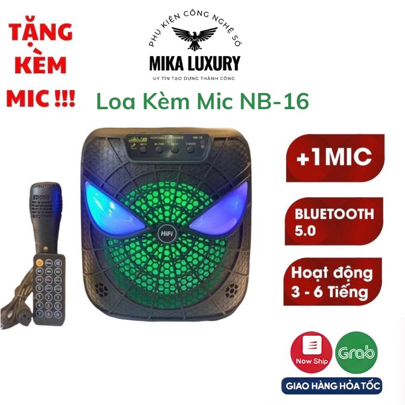 Loa Kèm Micro Hát Karaoke Bluetooth Spider Man NB-16 Tặng Kèm Mic,Loa Mắt Nhện, Speaker Bluetooth Mắt Nhện BH 06 Tháng