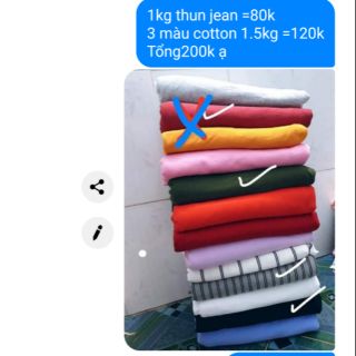 Thun jean sọc và cotton rêu. đen xám sọc đen