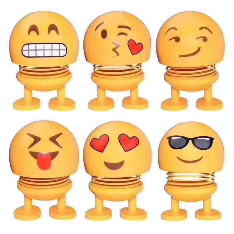 Emoji lò xo lắc đầu trang trí xe, bàn làm viêc - Lò xo nhún hình mặt cười