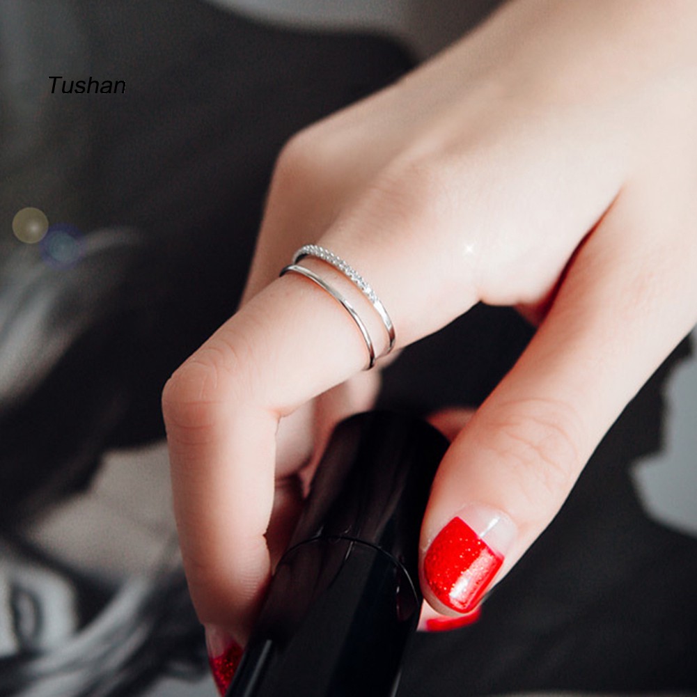 Ống Xả Khí Thải Chuyên Dụng Chất Lượng CaoNhẫn Hở Hai Lớp Đính Đá Đơn Giản Cho Nữ