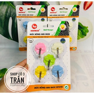 Móc bông mai inox HPG92 - Móc dán treo tường, trang trí nhà cửa bằng nhựa cao cấp Hồng Phát 5 cái/ vĩ