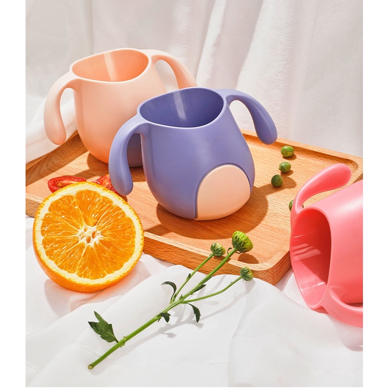 Ly tập uống nước cho bé 200ML-Cốc uống nước chống đổ, nghiêng 60 độ, có 2 tay cầm
