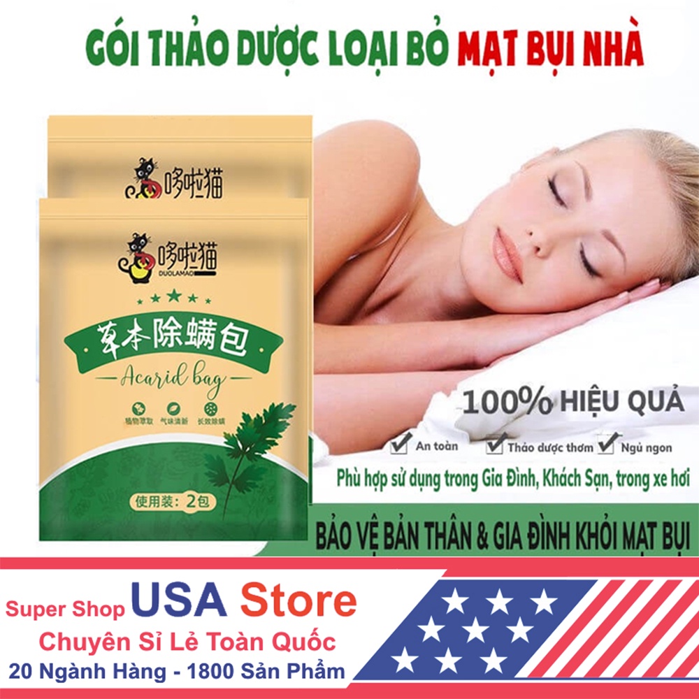 Gói 2 Túi Thảo Dược Đuổi Côn Trùng, Bọ Rệp - Lót  Dưới Gối Đệm Diệt Mạt - Gói Thơm Chống Ngứa Giúp Bạn Ngủ Ngon