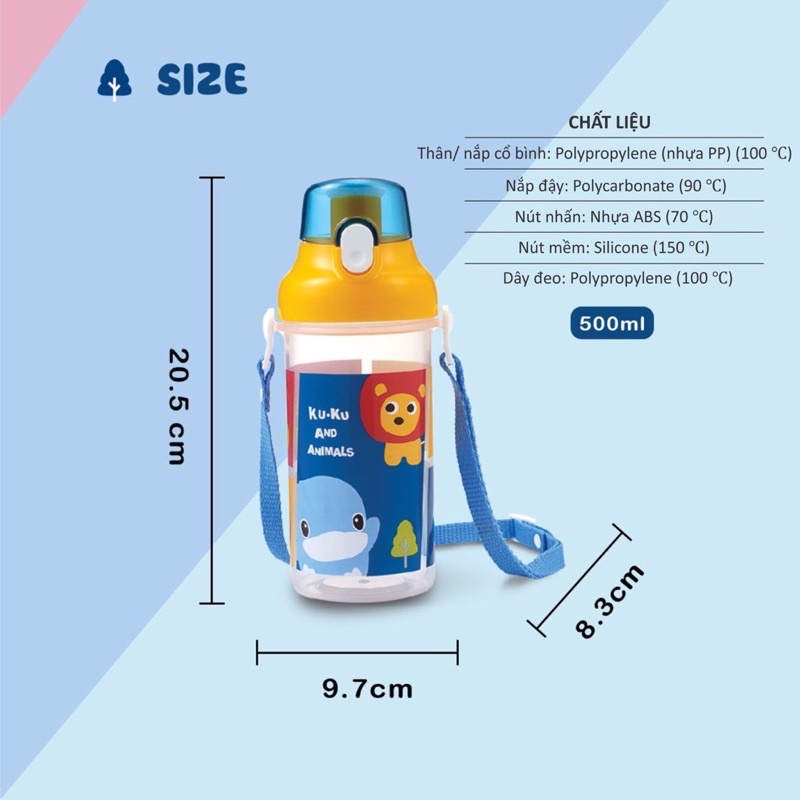 Bình uống nước cho bé Animals KU.KU Duckbill KU5602 -500ml