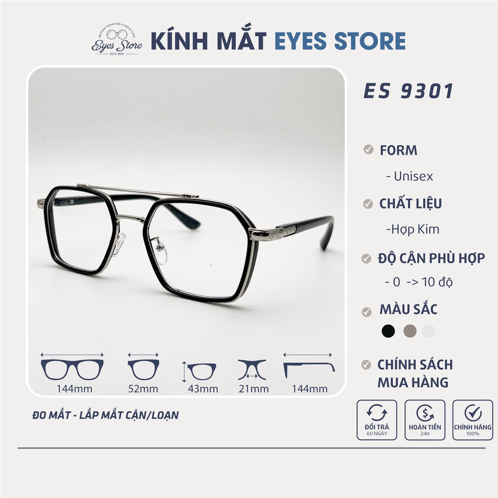 Gọng Kính Cận Nam Nữ EYESSTORE 9301 - Hợp Kim