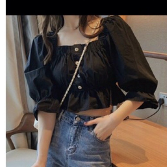 FREESHIP🫒Áo kiểu peplum nút tay loe 💕💕💕sl8777