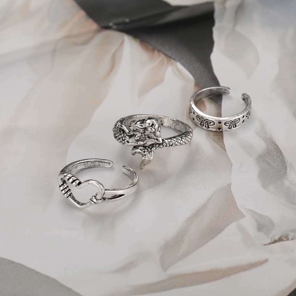 Set 3 nhẫn đeo tay kim loại đính đá thời trang cho nữ