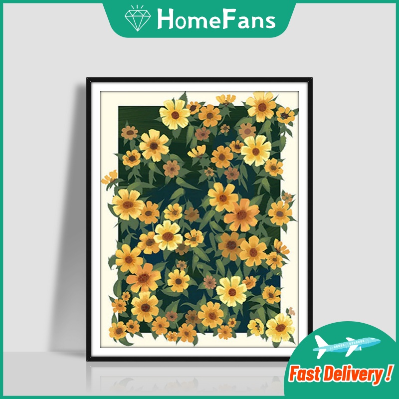 Bộ Tranh Đính Đá 5D Tự Làm Hình Hoa Cúc Vàng 40x50cm Trang Trí Nhà Cửa