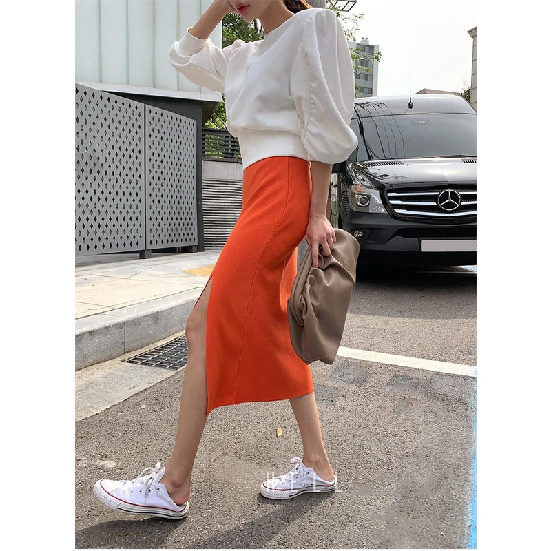 Chân Váy Dệt Kim Dáng Ôm Xẻ Tà Kiểu Hàn Quốc Thời Trang Mùa Xuân Hàng Mới Dành Cho Bạn Nữ