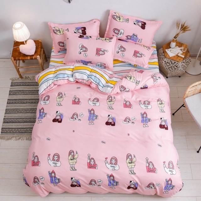 Sét poly cotton nhập khẩu ( búp bê Hồng )
