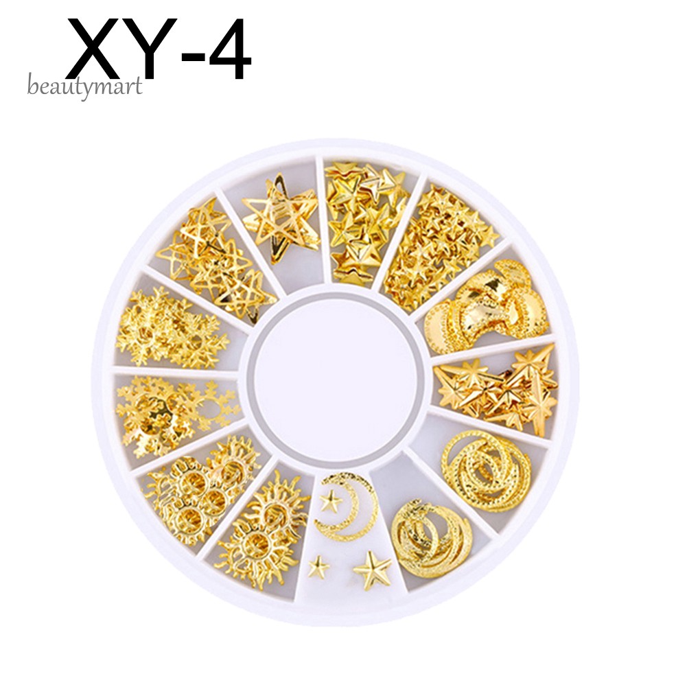 [Hàng mới về] Phụ kiện kim loại hình trăng/sao/trái tim/đinh tán 3D chuyên dụng trang trí móng