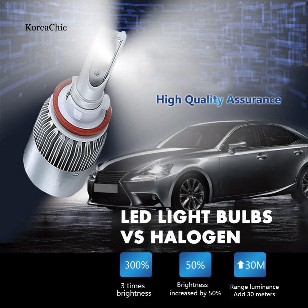 Set 2 đèn pha LED H8 H9 H11 1200W 6000K siêu sáng dành cho xe hơi tiện dụng