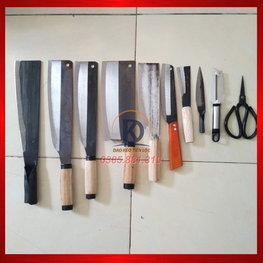 Bộ dao 10 món nhà bếp dao chặt cán thép