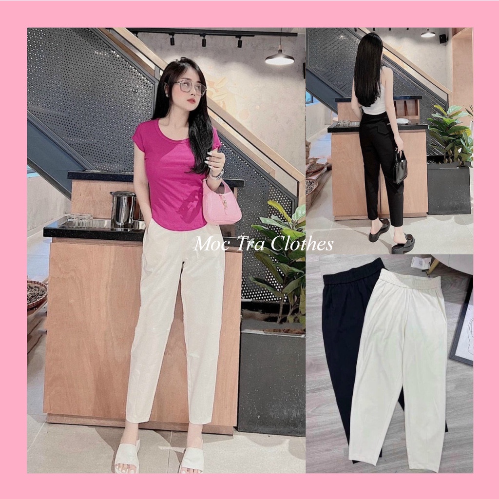 Quần baggy nữ thiết kế fom lửng 2 màu trơn siêu xinh, Quần vải nữ mềm mát rẻ đẹp