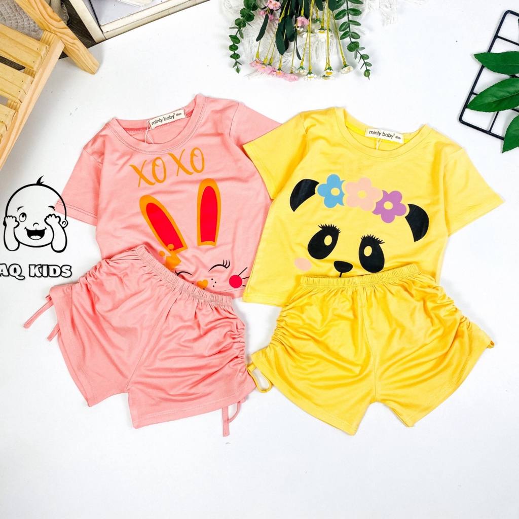 [BÉ 8-30KG] Bộ cộc tay minkymom thun lạnh bé trai bé gái in động vật Size 80-170 Unibaby - BCQN2
