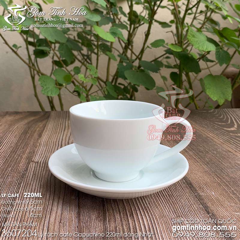 Ly tách uống cà phê Cappuccino & Espresso men trắng gốm sứ Bát Tràng