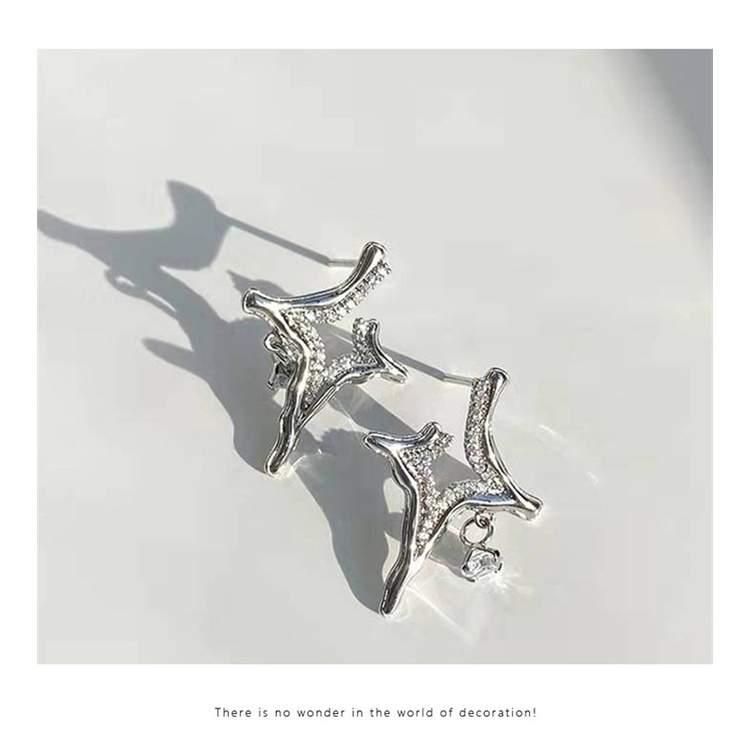 Bông Tai Ngôi Sao Bốn Cánh Bằng Kim Loại Nhẹ Cao Cấp Phong Cách Đường Phố Sang Trọng Dành Cho Nữ