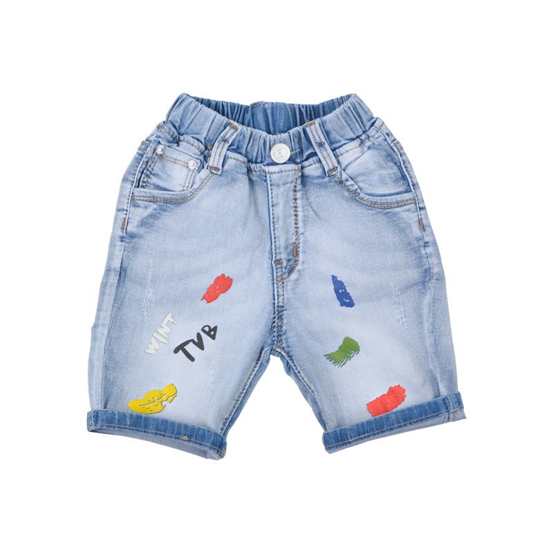 Quần short jean bé trai TrueKids Hàng xuất vải mềm, mịn in TVB