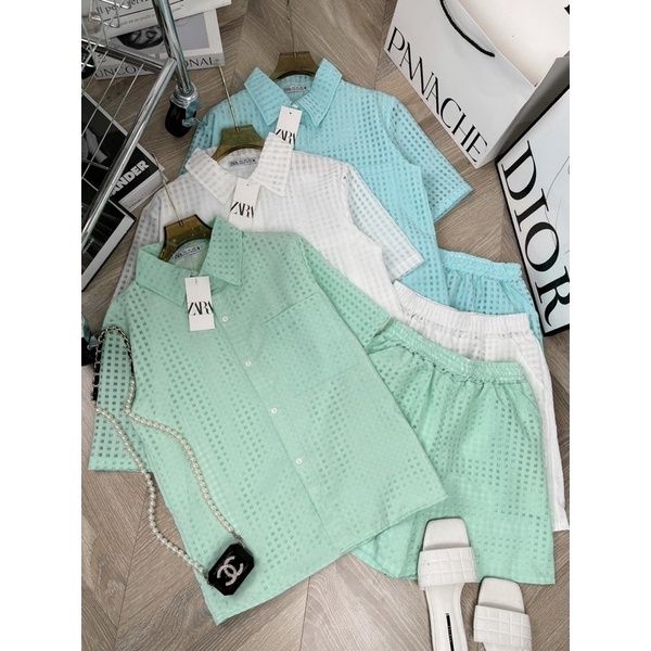 [ 𝐅𝐑𝐄𝐄 𝐒𝐇𝐈𝐏 ]  SET SƠ MI SỐP NỔ Samhyewear VẢI CARO TƠ NHŨ QC SỊN ĐÉT