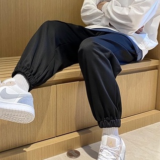 Quần dài thể thao dáng rộng màu trơn thời trang xuân thu phong cách Hàn Quốc cho nam