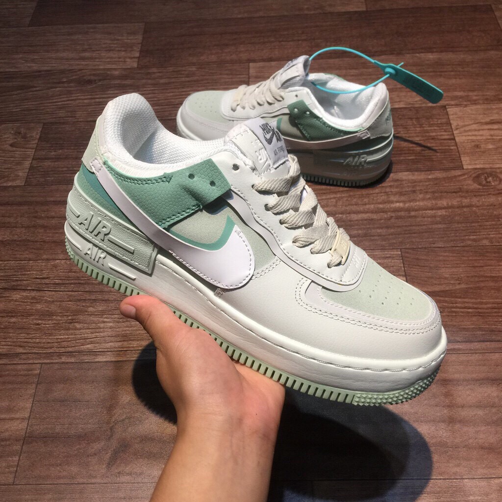 Giày air force 1, af1 shadow xanh ngọc, xanh mint, xanh cốm full box