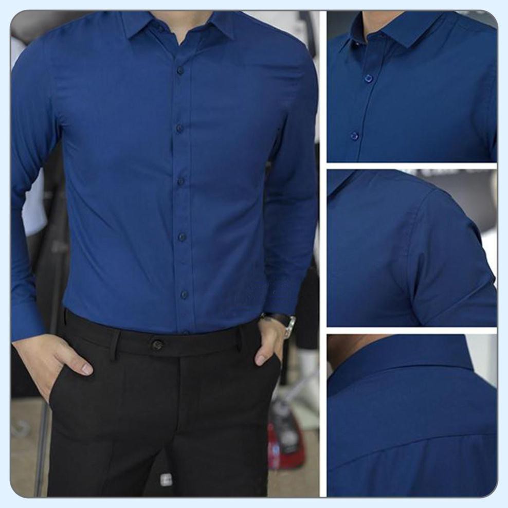 Áo sơ mi nam - Áo sơ mi lụa trơn cao cấp - Chất liệu lụa trơn đẹp, mát, không nhăn, dáng trẻ trung, thanh lịch | BigBuy360 - bigbuy360.vn