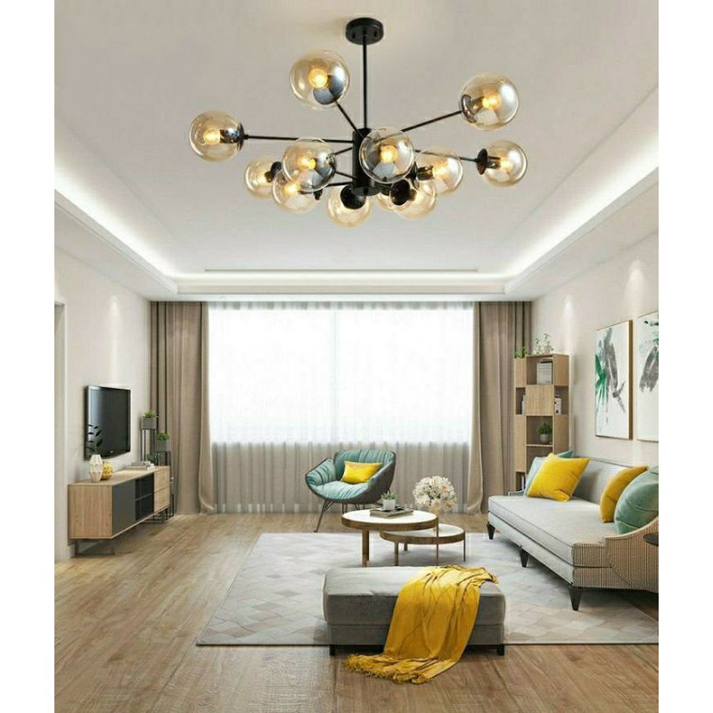 Đèn chùm Ý kèm bóng- thiết kế cho phòng khách hiện đại