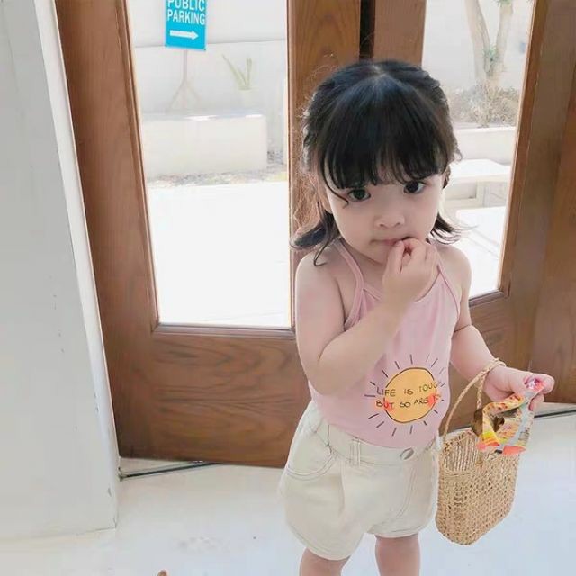 [MẪU MỚI] ÁO 2 DÂY CHÉO LƯNG HỌA TIẾT BỐN MÙA DỄ THƯƠNG BÉ GÁI 8-18KG