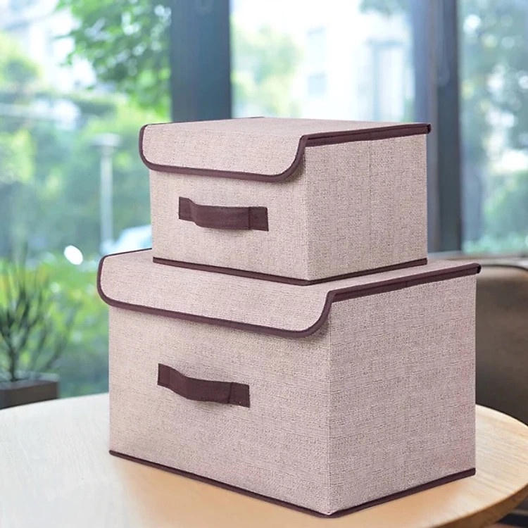 hộp vải đựng đồ đa năng kích thước 38 x 25 x 25cm và 27 x 20 x 16cm - chính hãng DoDoDios - Màu Kem