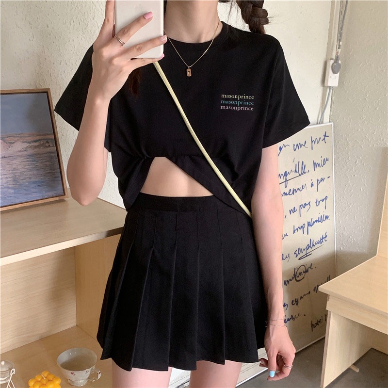 Áo croptop nữ tay ngắn cổ tròn vải thun cotton kiểu hàn quốc CR032 Miucho in hình hoạ tiết | BigBuy360 - bigbuy360.vn