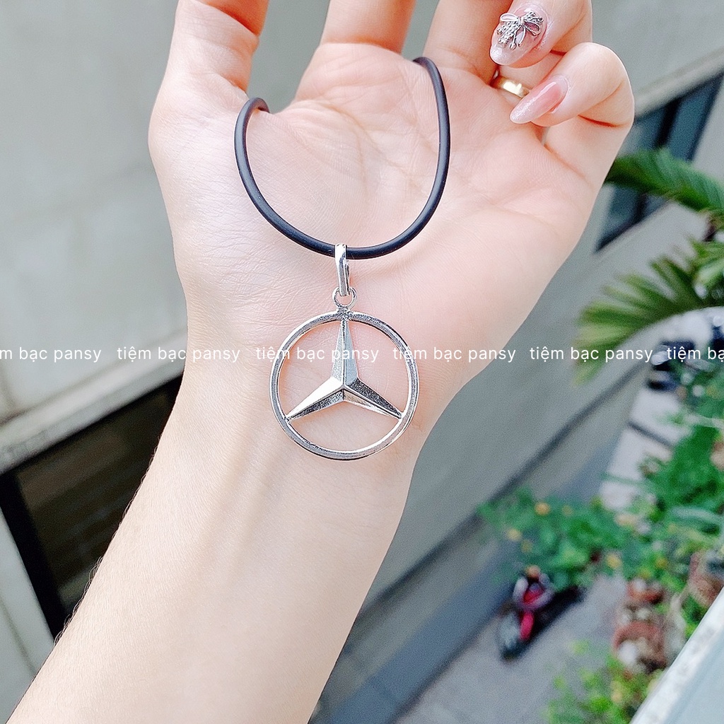 Mặt dây chuyền bạc nam PANSY hình logo Mercedes, mặt vòng cổ nam bằng bạc ta