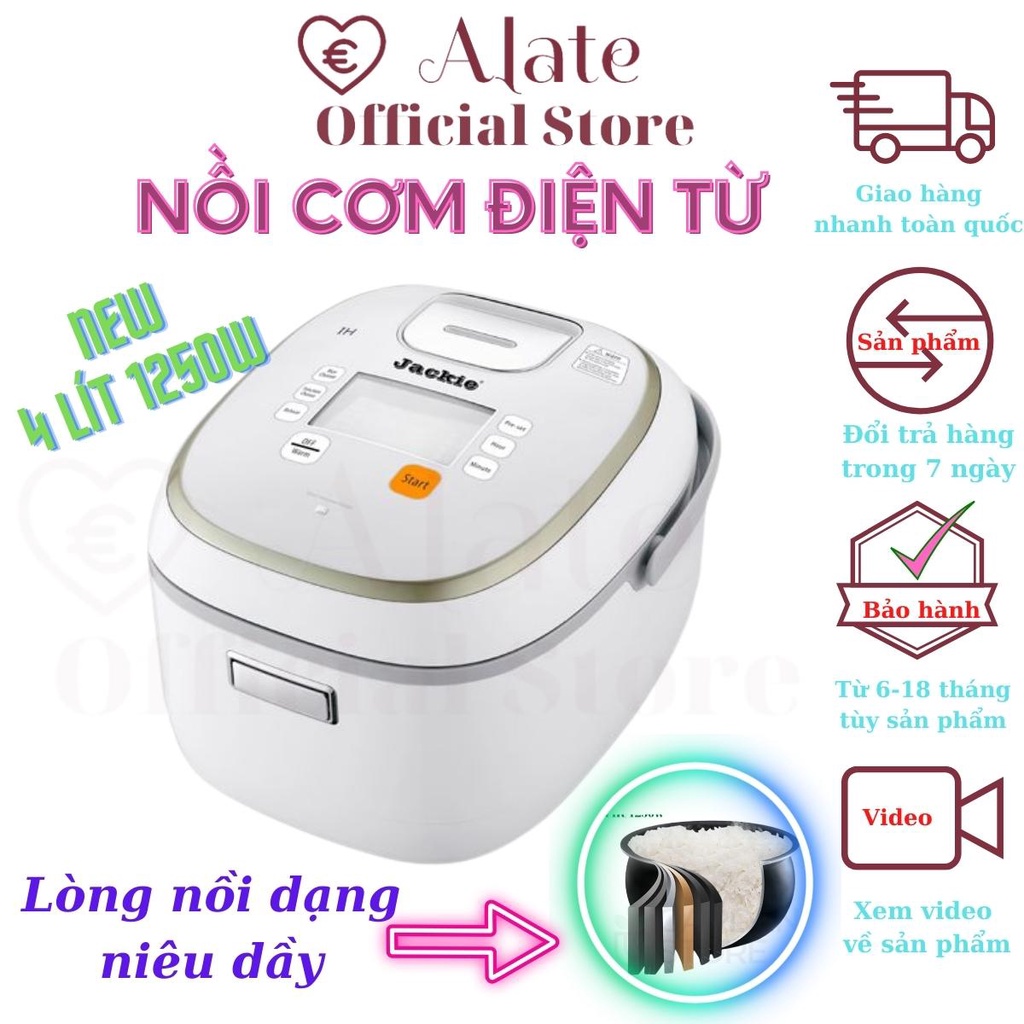 Nồi cơm điện từ cảm ứng Jackie dung tích 4 lít 1250w đa chức năng nấu bảo hành 12 tháng chính hãng Gali, Alate store