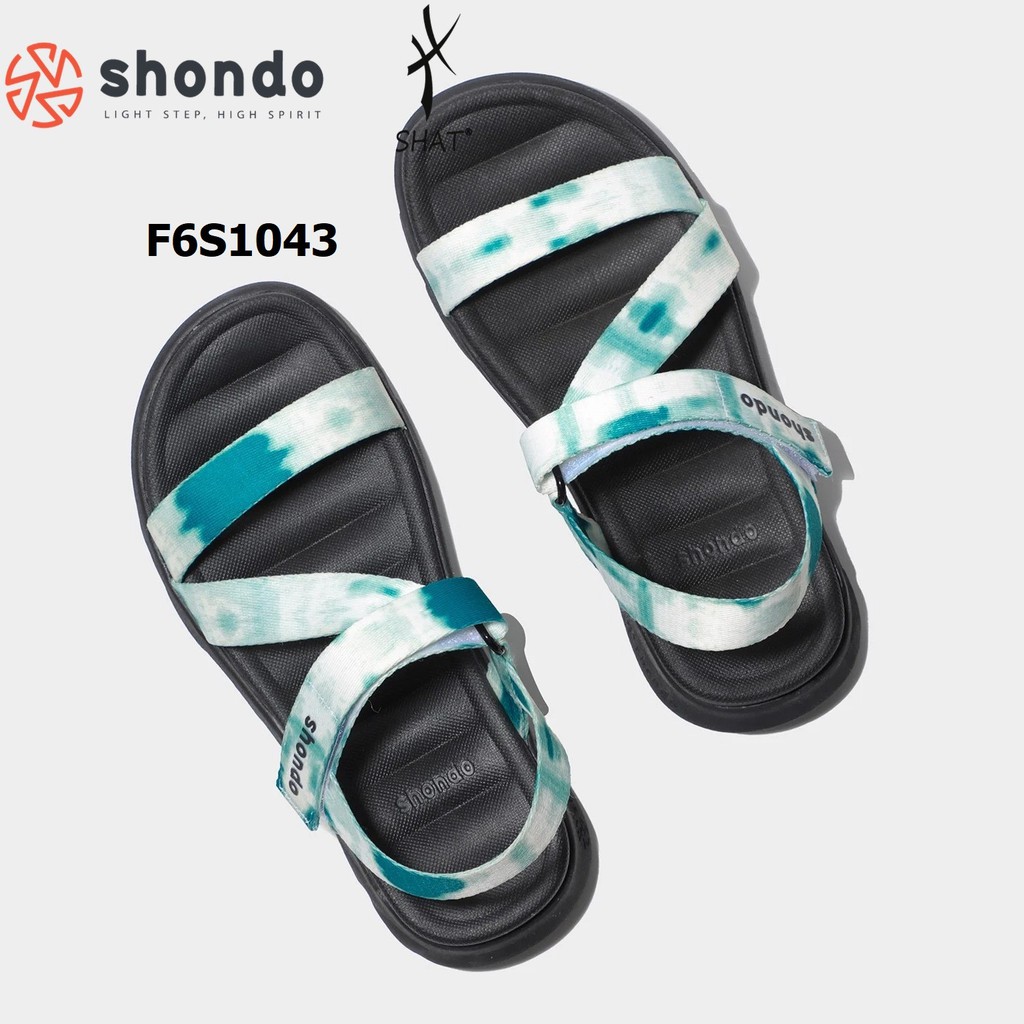 Giày sandal Shondo nam nữ đi học F6 đế bằng loang khói rêu F6S1043